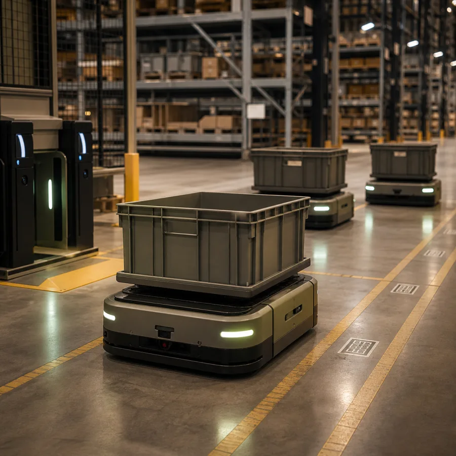 a robot fleet in a warehouse