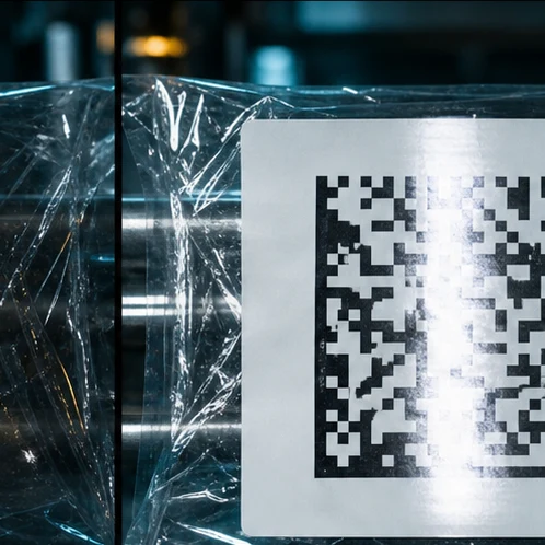 A DataMatrix with film glare