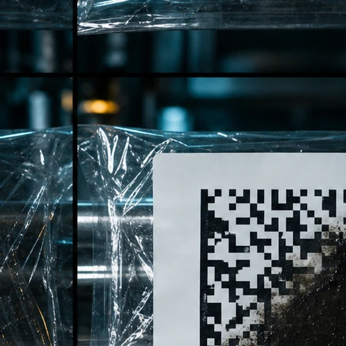 A DataMatrix with a smudge of dirt